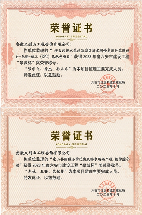 工程咨詢公司獲兩項“皋城杯”獎